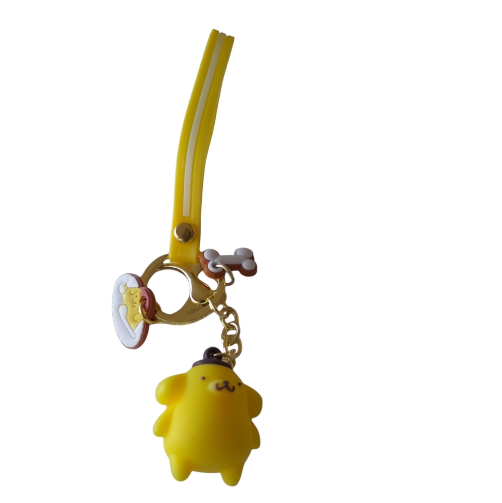 Sanrio Pompompurin 3D Figure Wristlet Keychain Bag Charm Yellow Kawaii Keyring